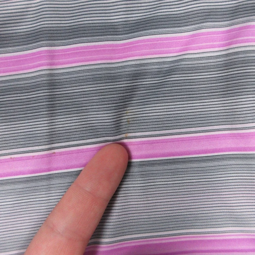 Adidas Polo Shirt Mens Medium Purple Striped US Open Merion 2013 Climacool Logo